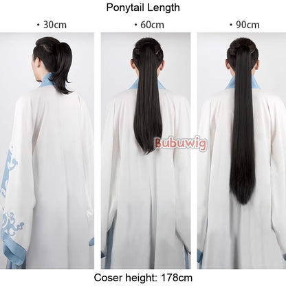 Bubuwig Cabelo Sintético 22 Cores 30cm Curto Liso Rabo de Cavalo Único Moda Anime Preto Vermelho Azul Perucas Cosplay Resistente ao Calor