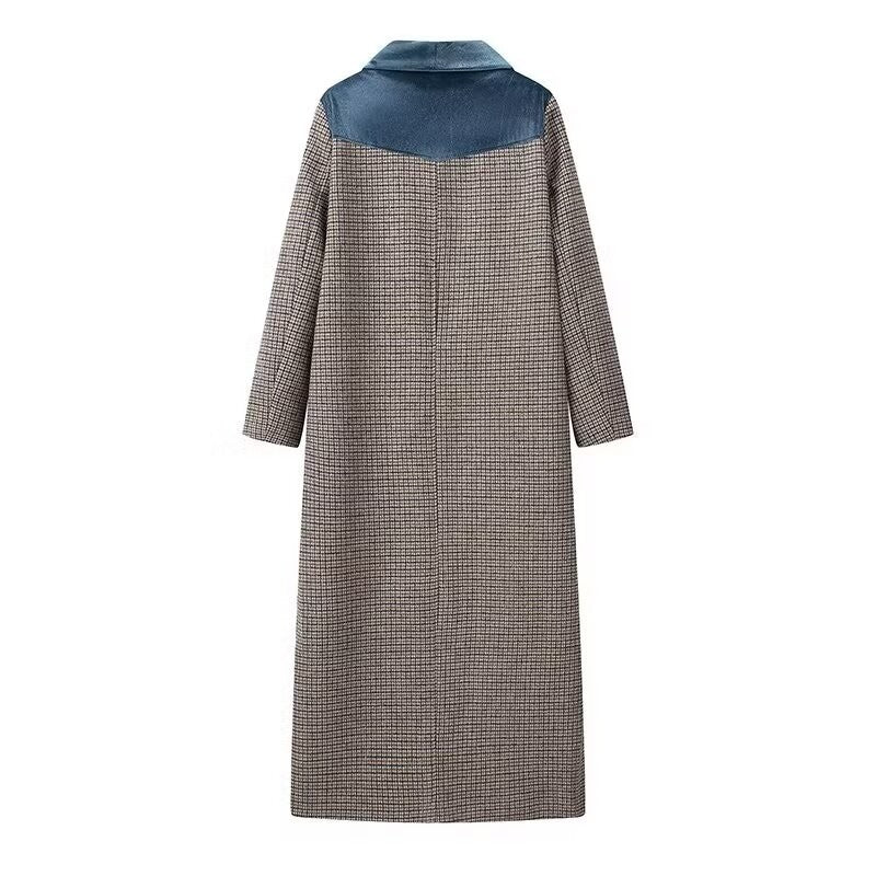 Autumn new women's clothing fashionable temperament versatile casual long plaid woolen coat