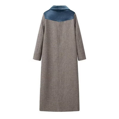 Autumn new women's clothing fashionable temperament versatile casual long plaid woolen coat