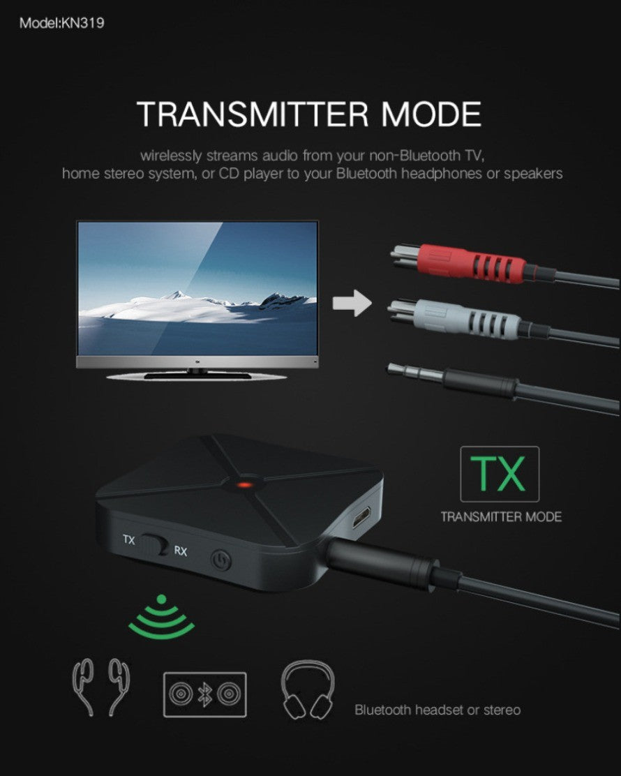 2 in 1 Bluetooth Transmitter Receiver Wireless 3.5mm AUX Stereo Bluetooth Audio Receiver Adapter  For Car TV/Home Audio Systems