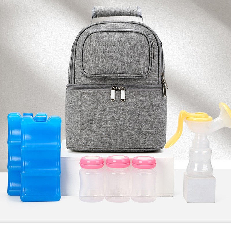 Mommy Bag Milk Storage Breast Pump Maternity Cooler Double Layer Insulation  Fresh Keeping Baby Food Backpack Feeding Bottle