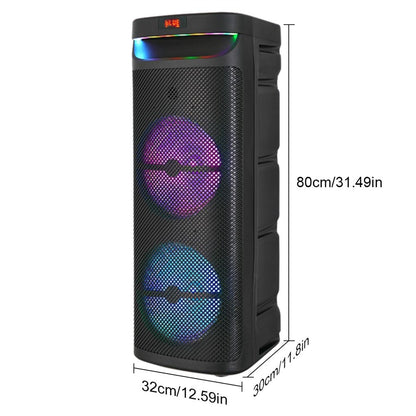 Alto-falante portátil Bluetooth para festa com subwoofer de 3000W duplo de 10 polegadas, sistema de som com graves potentes, alto-falante de karaokê DJ, luz de LED com microfone