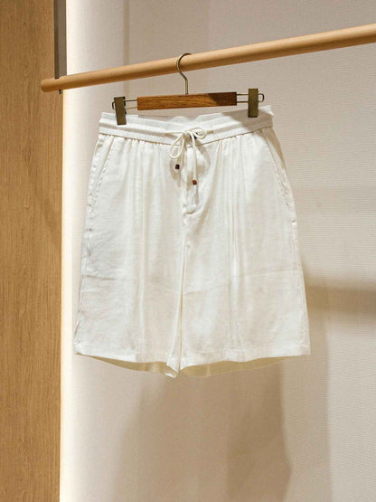 BC Summer Breathable Thin Linen Blended Loose Straight Elastic Waist Casual Shorts