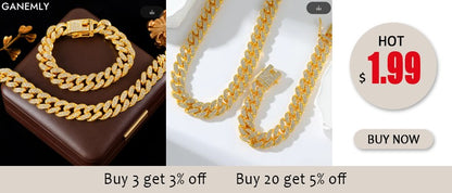 GANEMLY Conjunto de colar e pulseira de corrente de metal de aço inoxidável 316L para mulheres, gargantilhas de estilo punk, joias à prova d'água, presente feminino
