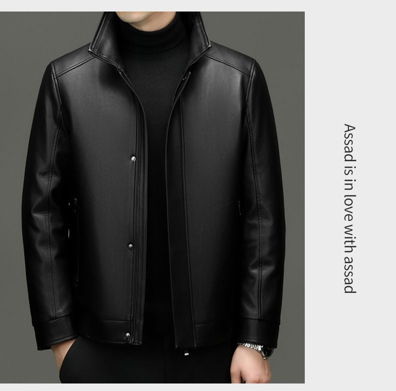 Outcoat Winter Faux Leather Jacket Detachable Golden Mink Fleece Inner Lining Top Layer Faux Deerskin One-piece Warm Men's Coat