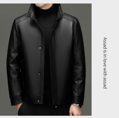 Outcoat Winter Faux Leather Jacket Detachable Golden Mink Fleece Inner Lining Top Layer Faux Deerskin One-piece Warm Men's Coat