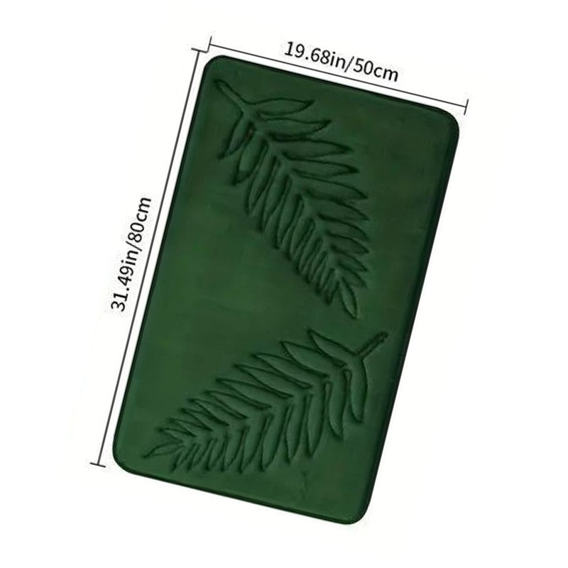 Conjunto de 3 Peças de Tapetes de Banheiro em Espuma de Memória, Ultramacios e Absorventes, com Estampa de Folhas, Tapetes de Banho Grossos e Laváveis Para Vaso Sanitário e Banheira
