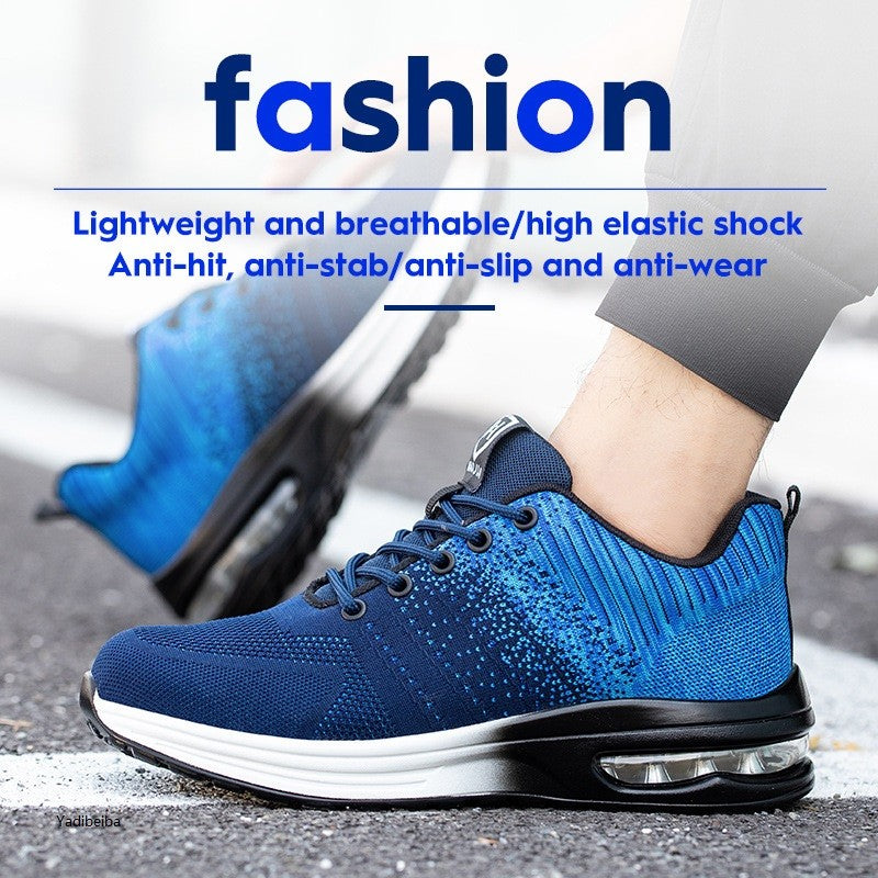 Sapatos de segurança leves para mulheres e homens, tênis de trabalho com amortecimento de ar, sapatos com bico de aço, botas de segurança para construção, sapatos de trabalho anti-impacto.