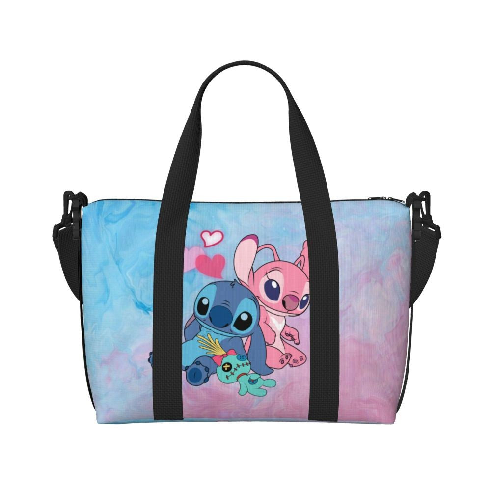 Custom Large SLilo And Stitch Cartoon Tote Bag Women Anime Shopping Shoulder Beach Gym Travel Bag