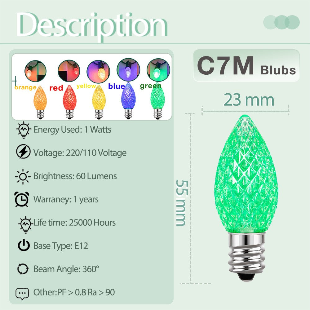 C7 Multicolor Garland Led String Lights 110V 220V E12 0.6W Waterproof Plastics Anti-Drop Festoon New Year's Brithday Light Chain