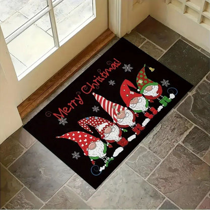 VIKAMA Modern Style Christmas Bath Door Mat Non-Slip Absorbent Rug Water Absorbing Skid-Resistant Mat for Bathroom Home Decor