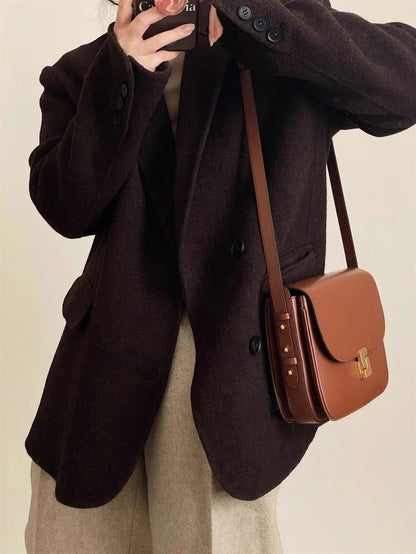 New genuine leather tofu bag for women with a high-end feel, single shoulder crossbody small square bag, commuting bag for women