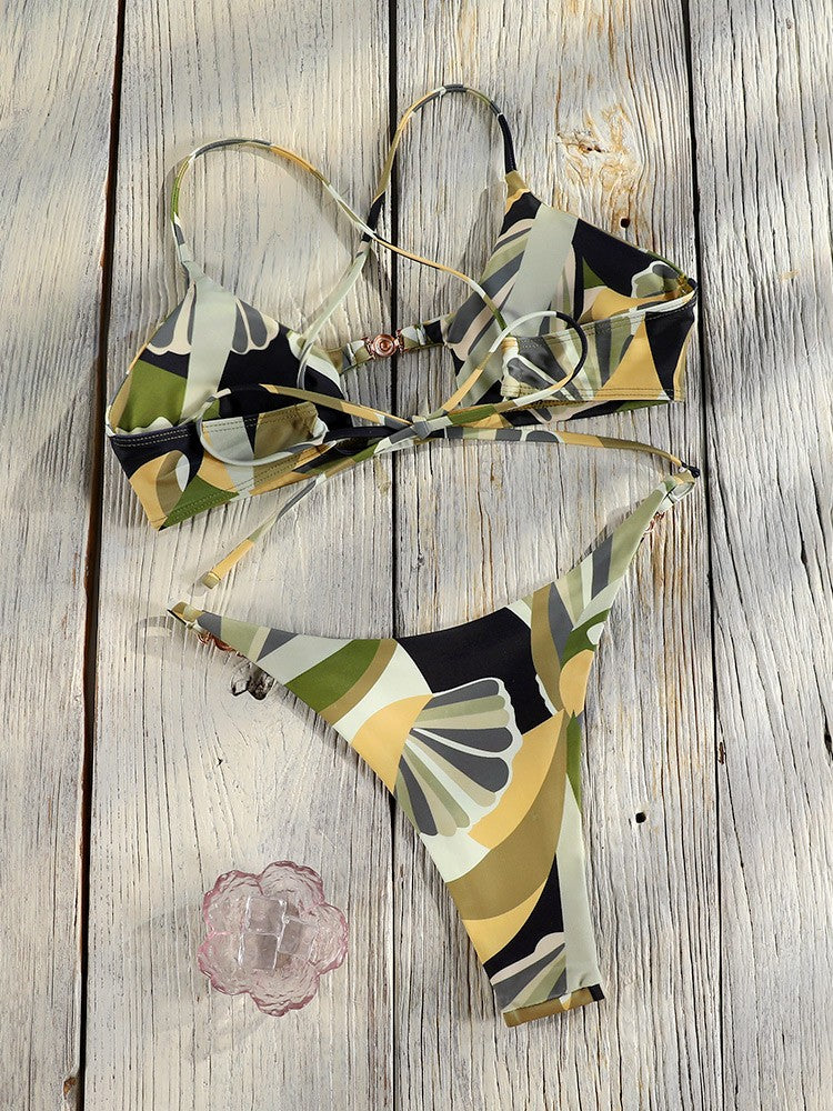 Miyouj Bandage Swimwear Summer Swimsuit High Cut Bikini Set Solid Sexy 2-Piece Suit New Bathsuit Hollow Out Thongs Beachwear