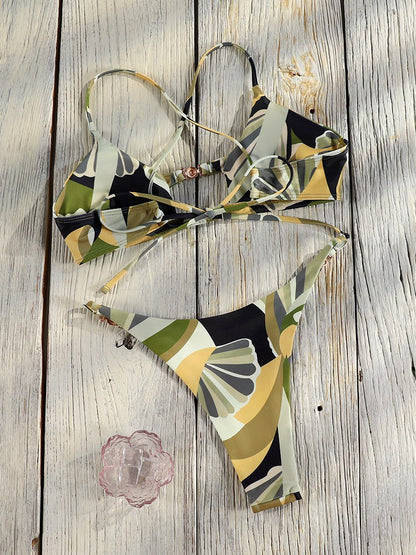 Miyouj Bandage Swimwear Summer Swimsuit High Cut Bikini Set Solid Sexy 2-Piece Suit New Bathsuit Hollow Out Thongs Beachwear