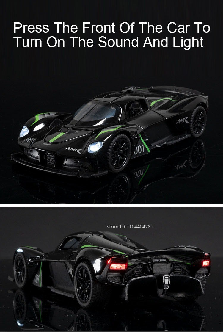 1:32 Valkyrie Vulcan Liga Carro Esportivo Modelo de Brinquedo de Metal Fundido Porta Aberta Luz de Som Carro Miniatura Puxar para Trás Menino Presente de Natal