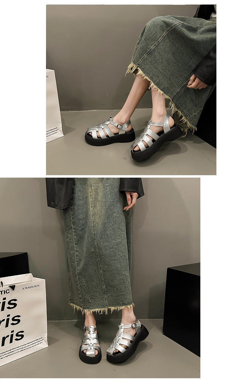 Summer Women's Sandals British Style Platform Women Casual Shoes Fashion Brand Beach Shoes 2024 High Quality Women Roman Sandals