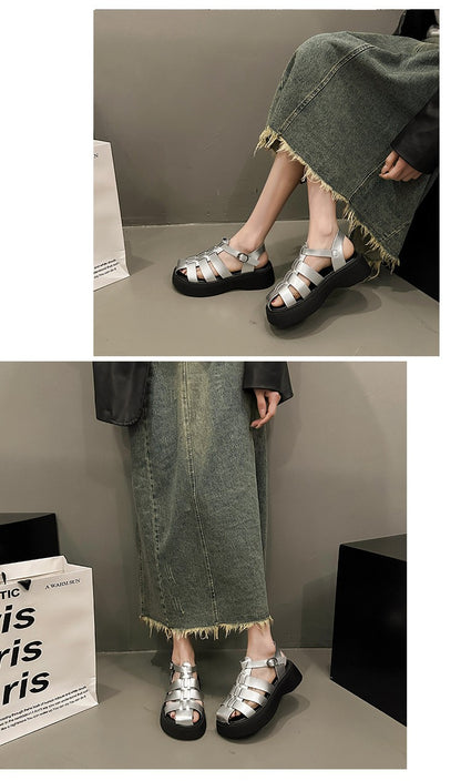 Summer Women's Sandals British Style Platform Women Casual Shoes Fashion Brand Beach Shoes 2024 High Quality Women Roman Sandals