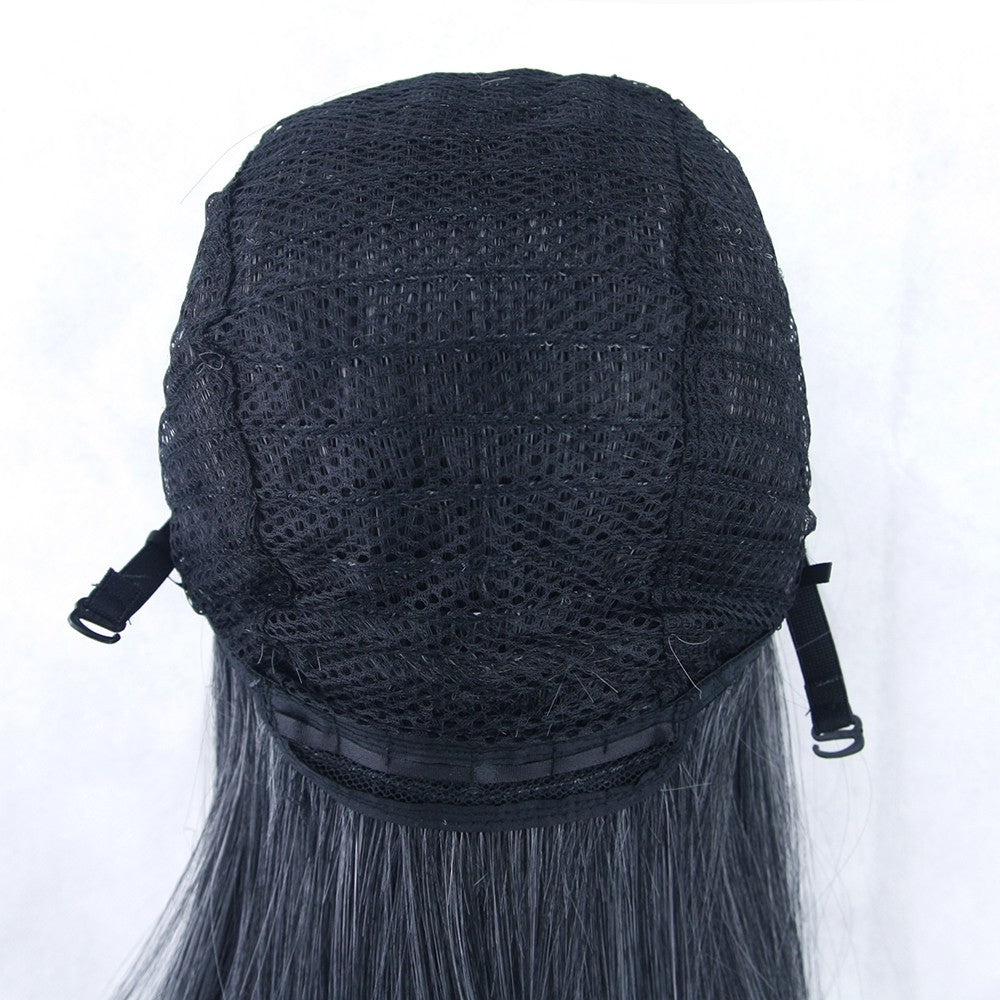 Soowee 80cm Cabelo Sintético Comprido Branco Roxo Perucas Cosplay Festa Preto Cabelo Liso Peruca Postiça para Mulheres