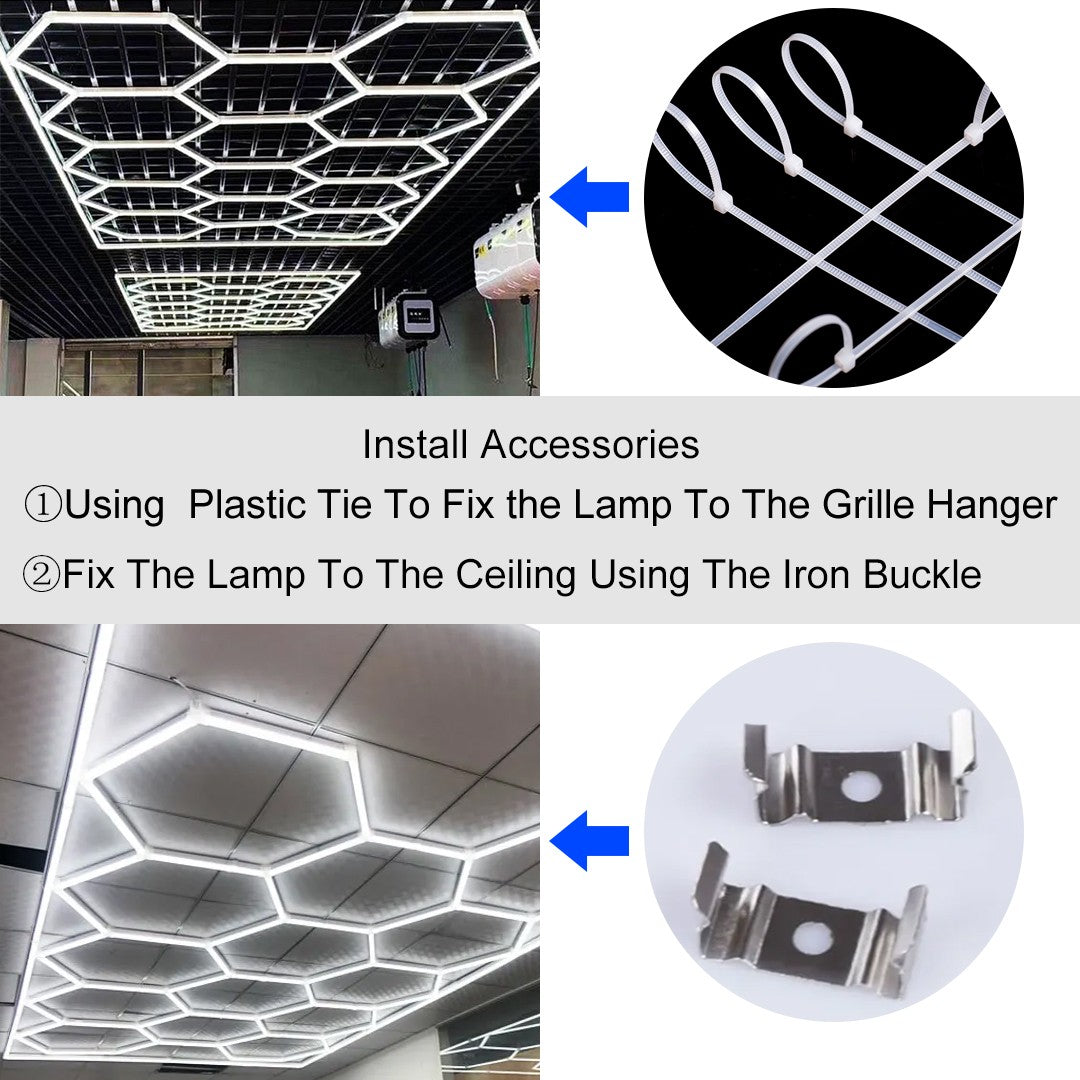 Garage Hexagon LED Light 50000H 6500K Ultra Bright for Home Gym Barbershop Car Detailing Bar Basement Workshop Ceiling Lighting