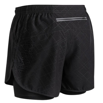 Summer men's reflective running shorts Fitness quick drying double-layer shorts Men's exercise training bodybuilding shorts