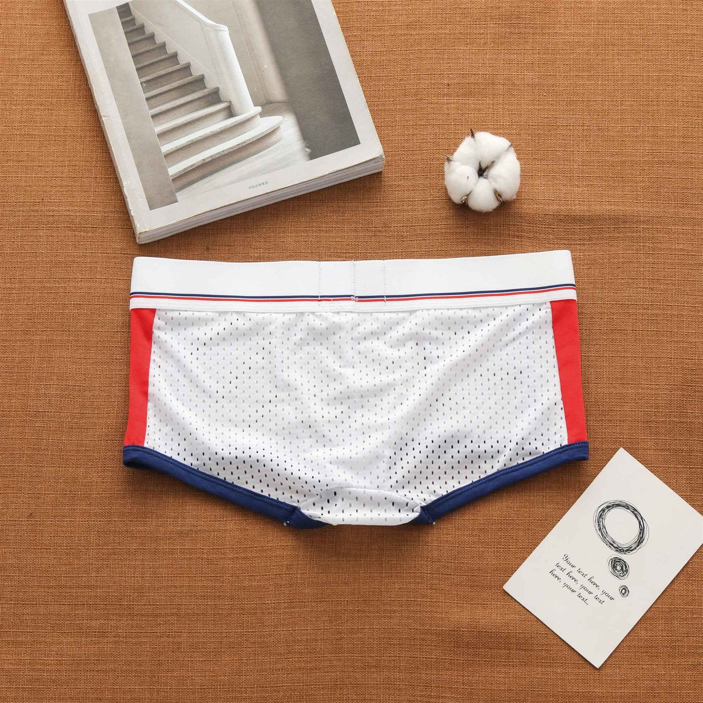 Men's panties, low rise breathable ice silk mesh comfortable tide boxers
