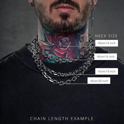 Colar Corrente Elo Cabo Grosso Bizelado 8mm Aço Inoxidável Joia Grunge Punk Gótica Presente para Ele