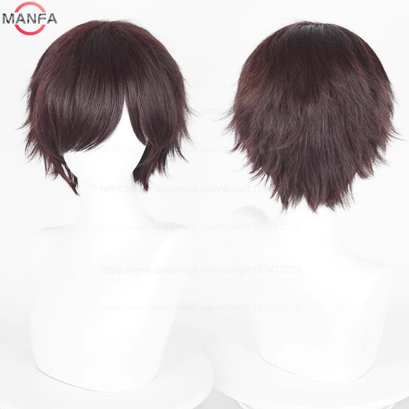 Anime 30cm Curta Reta Peruca Cosplay Preto Branco Verde Marrom Roxo Azul Cinza Vermelho Dourado Homens Mulheres Cabelo Sintético Resistente ao Calor