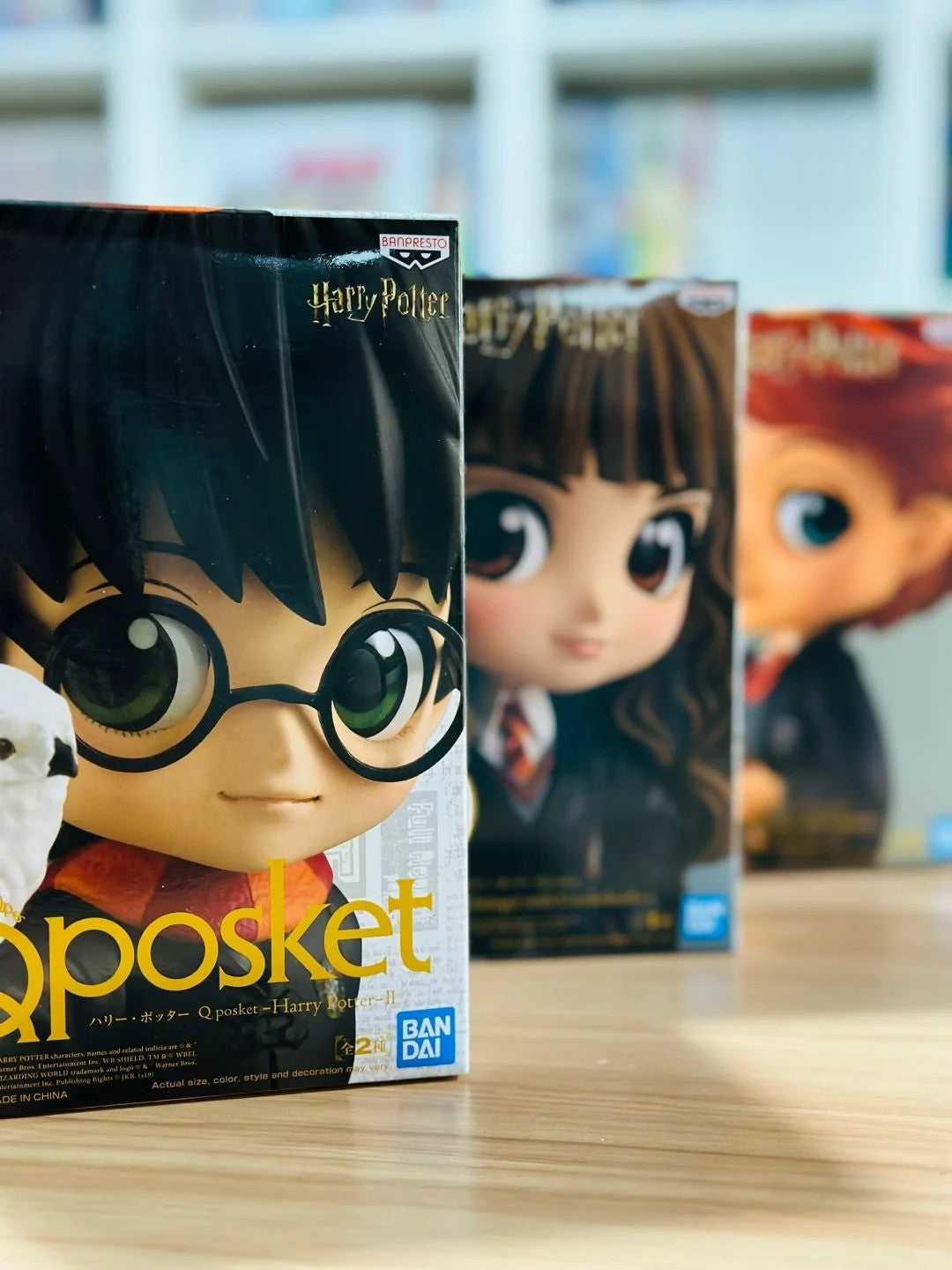 14cm Original Bandai Q Posket Harry Potter Series Versão Personagem Draco Malfoy Hermione Action Figure Anime Colecionável Bonecas Infantis