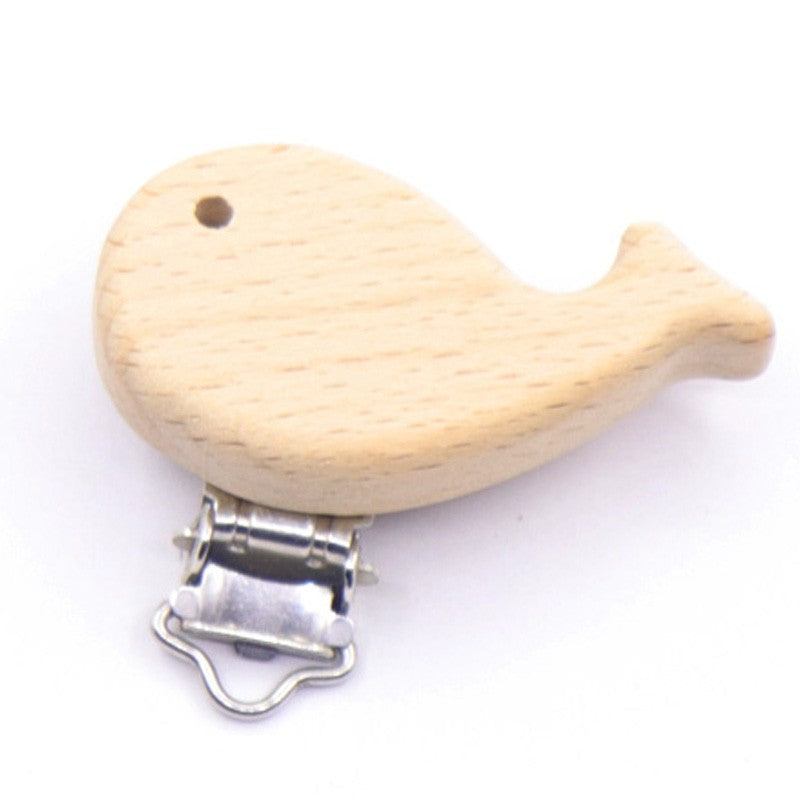5Pcs/Sets Baby Pacifier Clips BPA Free Cute Modelling Beech Pacifier Clip Baby DIY Cartoon Animal Wooden Log Nipple Chain Holder