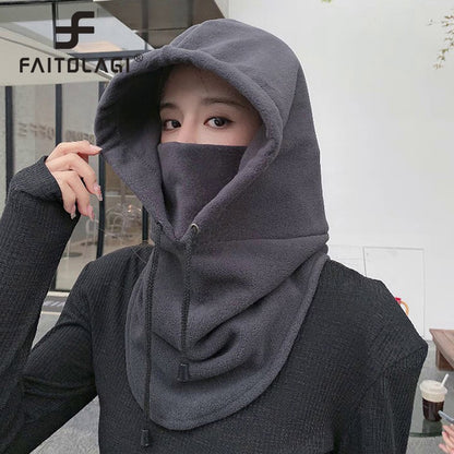Balaclava de Pelúcia em Fleece, Chapéu de Inverno para Esqui, Touca à Prova de Vento, Grossa e Quente para Ciclismo ao Ar Livre, para Homens e Mulheres