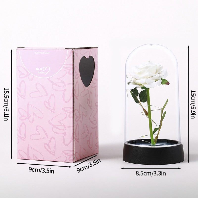 Eternal Rose Flowers Artificial Foil Flower in Glass Glow Immortal Flower LED Roses Lamp Flores Eternas Christmas Lover Gift