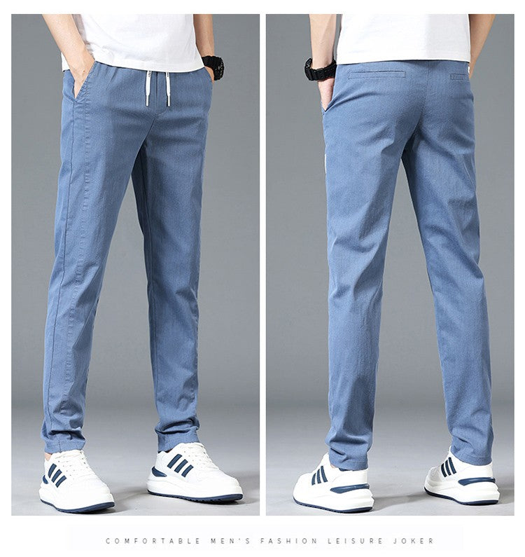 6 Colour Summer Men's Classic  Cotton Solid Color Fashion Business Casual Pants Elastic Waist Korean Fashion Men Clothing 28-38