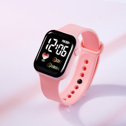 Ladies, Simple LED electronic watch and jewelry set, fashionable wristwatch, without smart functions, decorative pattern design