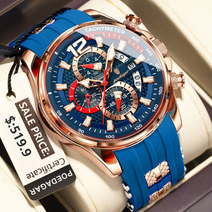 POEDAGAR Luxury Military Men Watch Calendar Chronograph Waterproof Luminous Man Wristwatch Fashion Silicone Quartz Men's Watches