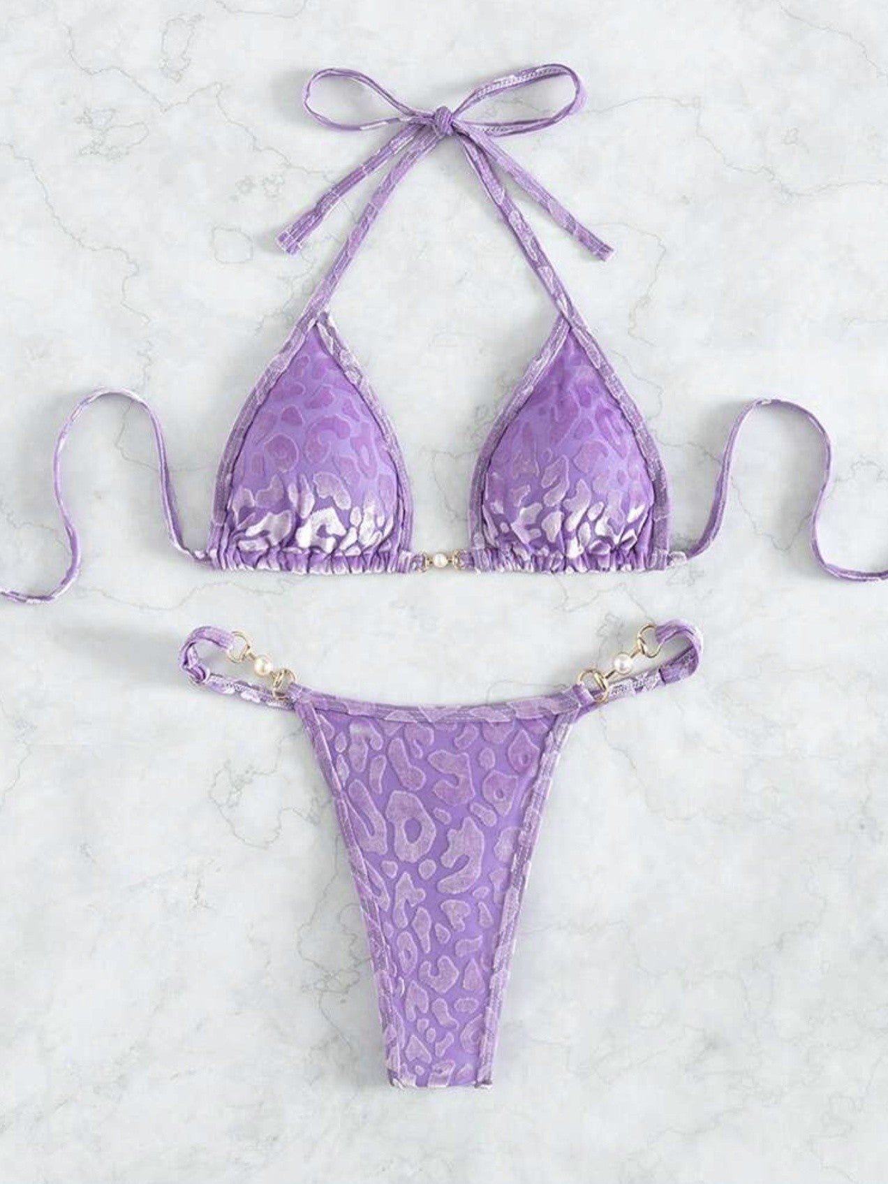 Shiny Pink Micro Bikini 2025 Mujer Women Sexy PU Pearls Push Up Thong Swimsuit Summer Bathing Suit Bandage Holiday Swimwear