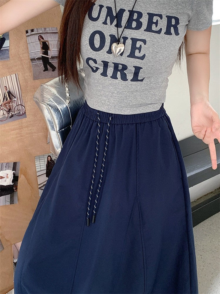 Plus Size Skirt Women 2025 Summer New Fashionable High Elastic Waist A Line Skirt Korean Style Casual Long Skirt Woman