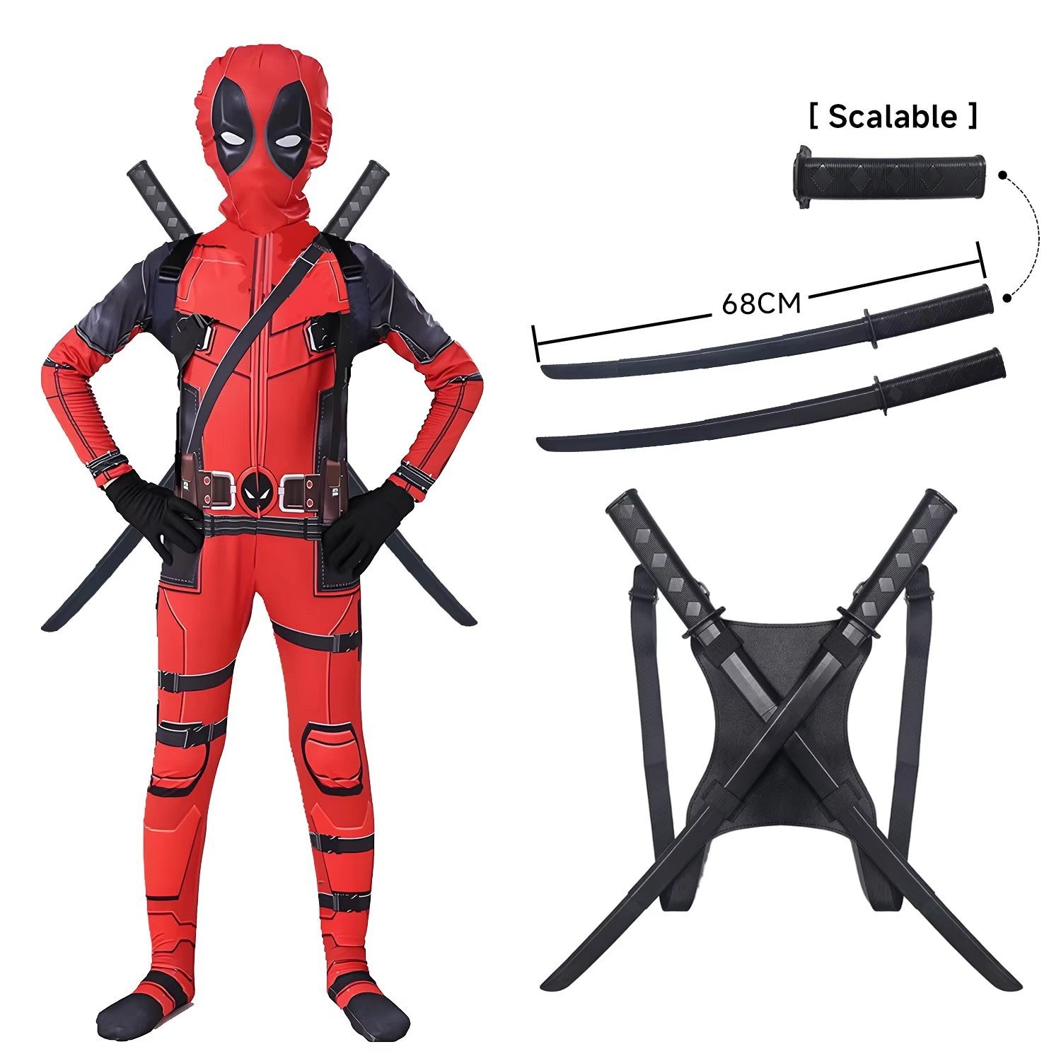 Deadpool Costume Halloween Cosplay Costume Deadpool Suit Jumpsuit deadpool Costume Carnival Festival Gift Sword Set