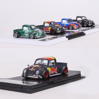 Liberty64 1:64 Scale Beetle Convertible Pickup Die-Cast Car Model Gulf Oil Series Custom Toys Miniature Alloy Simulation Vehicle