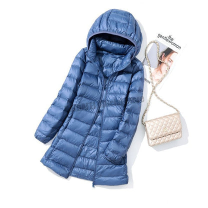 Oversized Womens Down Jackets 2023 New Arrivals  Autumn/Winter Female Long Slim Fit Hat Detachable  Skirt Coat Portable Outwear