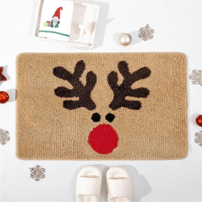 Christmas Mats Imitation Cashmere Carpet Bathroom Room Living Room Absorbent Non Slip Floor Mat Carpet Door Mat Home Party Decor