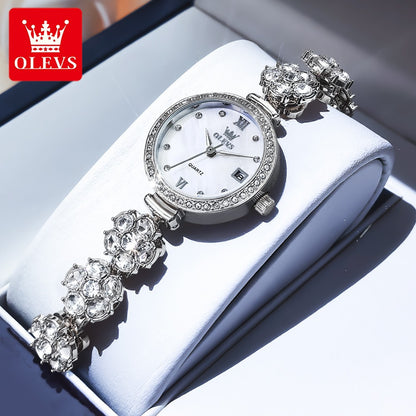 OLEVS 5638 Women Watches Original Elegant Quartz Watch Waterproof Luminous Date Ladies Set Bracelet Watch Girls Gift Reloj Mujer