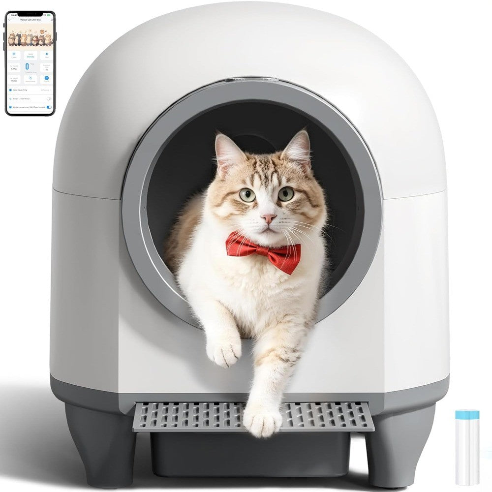 Caixa Sanitária de Limpeza Automática, Caixa Sanitária Automática de 90 L para Vários Gatos Controlada por Aplicativo com Sensores Inteligentes