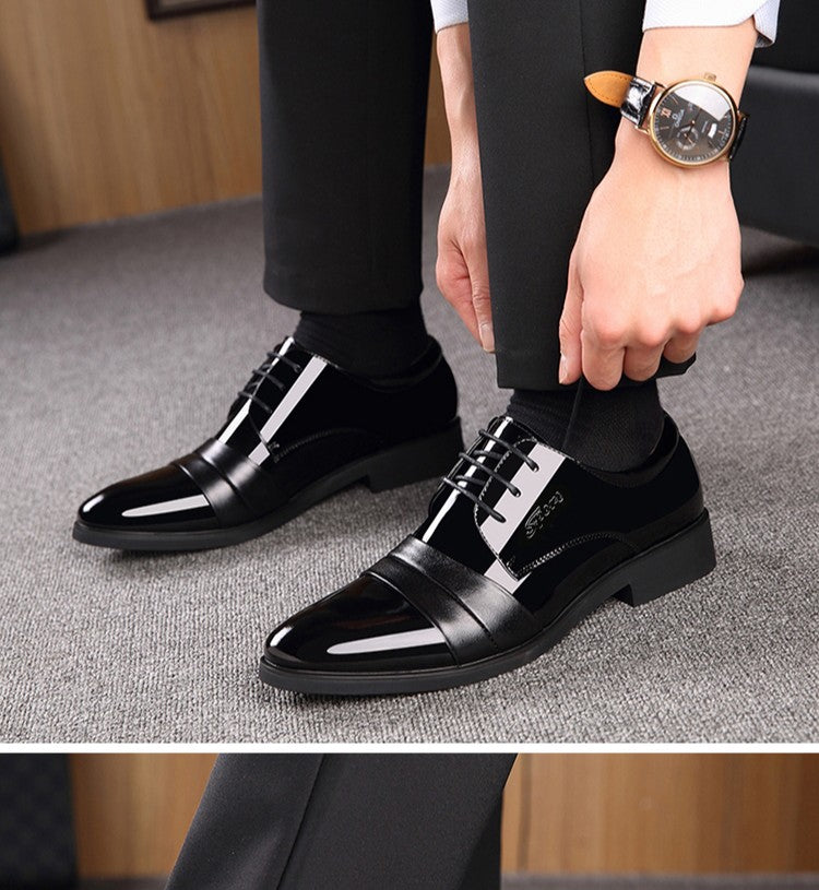 Social Shoe for Men Casual Business Patent Leather Dress Shoes Man Bright Upper Pointed Toe 2025 Trend Office Suit Footwear New