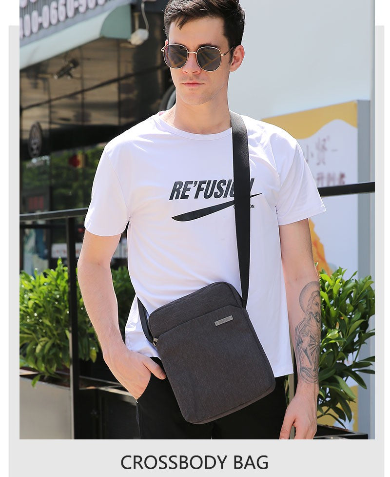 TINYAT Man's Simple Waist Bag Water Resistant Shoulder Bag Business Crossbody Bag work outdoor  for Daily Use Travel Office