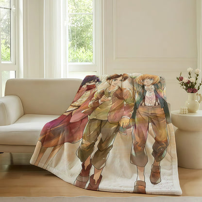Adventure anime A-Attack O-On T-Titan Blanket For Sofa Office Bed Plane Travel Sleep Read Relax Camping Soft And Warm