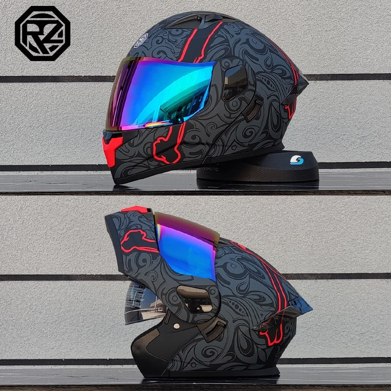 ORZ Capacete Integral Personalizado para Motocicleta Masculino Feminino Moda Capacete com Lente Dupla Capacete de Motocross de Corrida Modular Articulado Casco Moto