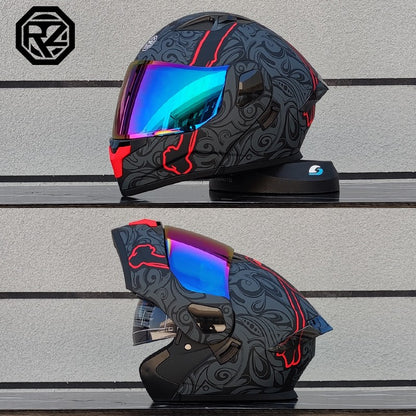 ORZ Capacete Integral Personalizado para Motocicleta Masculino Feminino Moda Capacete com Lente Dupla Capacete de Motocross de Corrida Modular Articulado Casco Moto