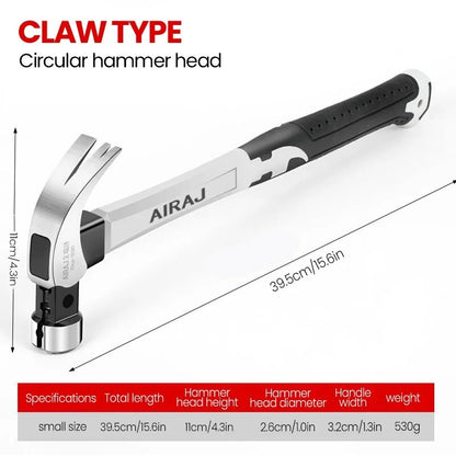 Martelo de Chifre de Carneiro Multifuncional AIRAJ, Martelo de Decoração de Grau Industrial para Doméstico, Envolto em Cola Antiderrapante, Ferramenta de Hardware