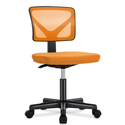 Cadeira de Escritório JHK Mesh com Suporte Lombar, Sem Braços, Encosto Baixo com Rodas, Altura Ajustável, Rotação Giratória 360°, Cadeira de Computador