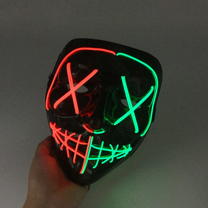 1 pcs Attractive Neon EL Wire Mask  More Colors For Choice Luminous LED Purge Mask Adult Cosplay Prop For Night Glow In The Dark